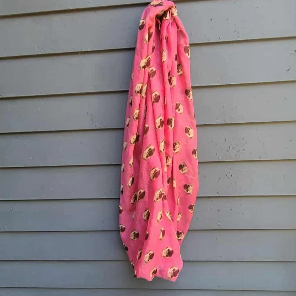 Pink Brown Infinity Scarf 100% Polyester